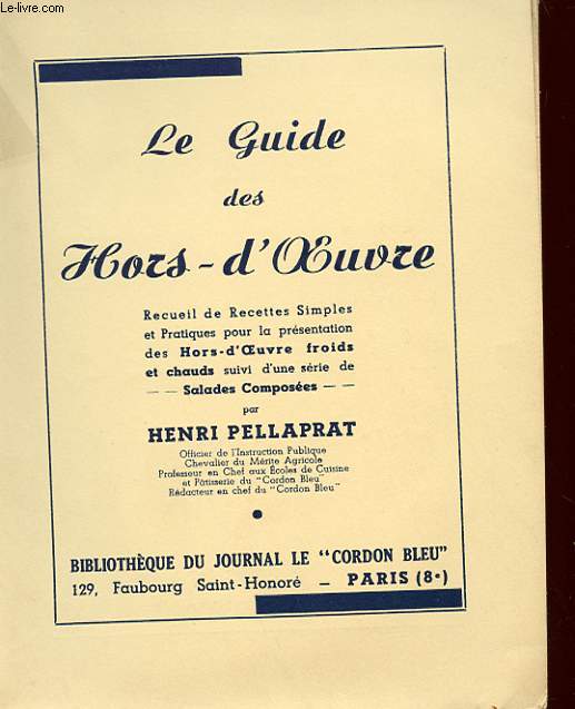 LE GUIDE DES HORS D'OEUVRE
