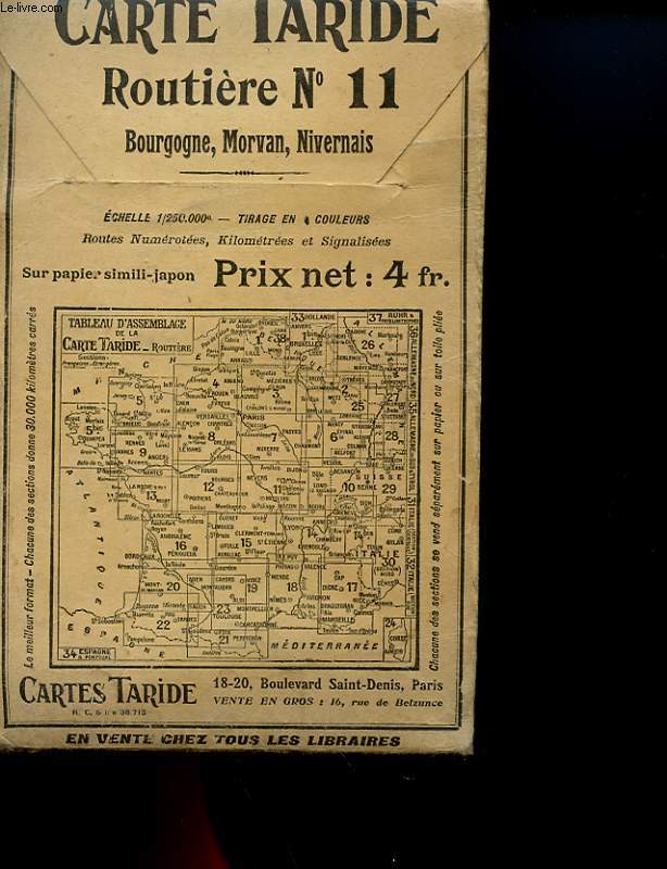 CARTE TARIDE - ROUTIERE N11 - BOURGOGNE, MORVAN, NIVERNAIS