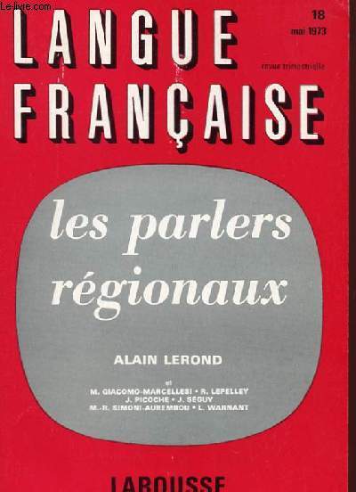 LANGUE FRANCAISE N 18 - LES PARLES REGIONAUX