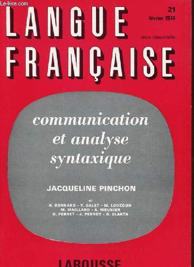 LANGUE FRANCAISE - COMMUNICATION ET ANALYSE SYNTAXIQUE