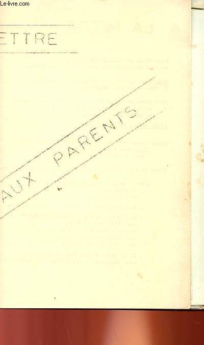 LOT DE LETTRES AUX PARENTS
