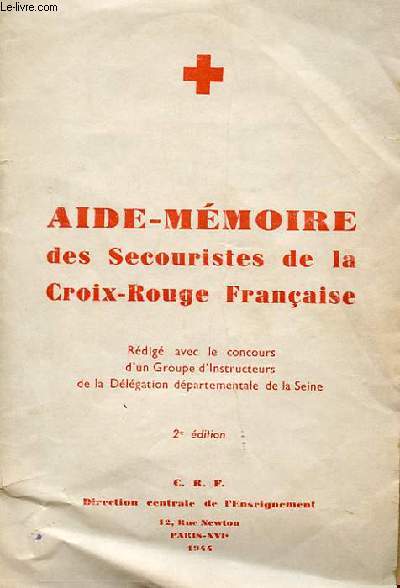 AIDE MEMOIRE DES SECOURISTES DE LA CROIX-ROUGE FRANCAISE