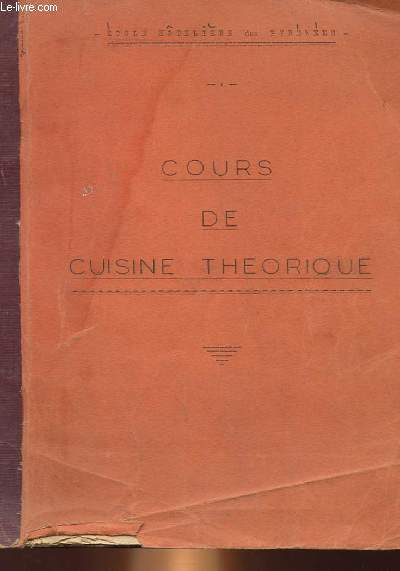 COURS DE CUISINE THEORIQUE