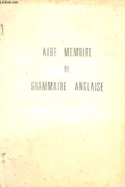 AIDE MEMOIRE DE GRAMMAIRE ANGLAISE