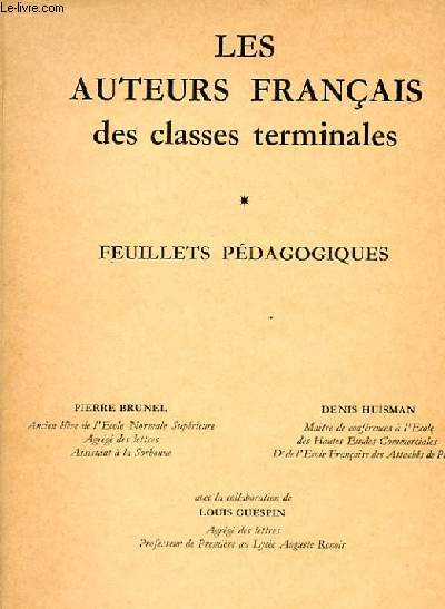 LES AUTEURS FRANCAIS DES CLASSES TERMINALES
