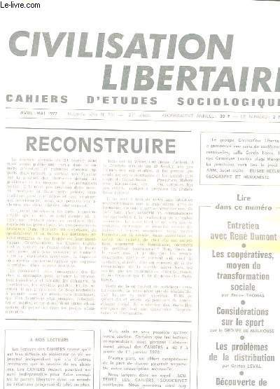 CIVILISATION LIBERTAIRE - CAHIERS D'ETUDES SOCIOLOGIQUES N 231