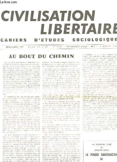 CIVILISATION LIBERTAIRE - CAHIERS D'ETUDES SOCIOLOGIQUES N 233