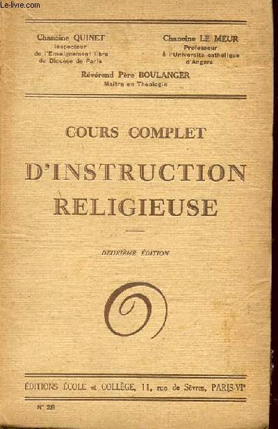 COURS COMPLET D'INSTRUCTION RELIGIEUSE