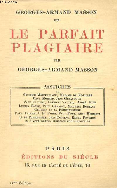 GEORGES-ARMAND MASSON OU LE PARFAIT PLAGIAIRE