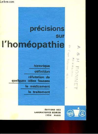 PRECISIONS SUR L'HOMEOPATHIE