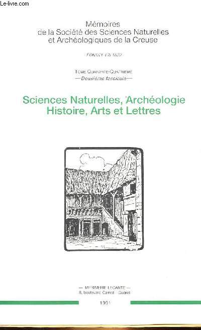 SCIENCES NATURELLES, ARCHEOLOGIE, HISTOIRE, ARTS ET LETTRES TOME 44 - DEUXIEME FASCICULE