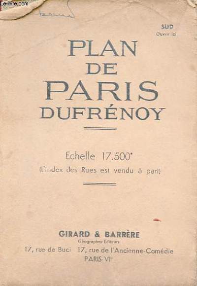 PLAN DE PARIS DUFRENOY