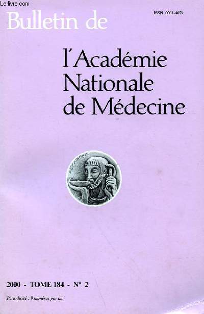 BULLETIN DE L'ACADEMIE NATIONALE DE MEDECINE TOME 184 - N 2