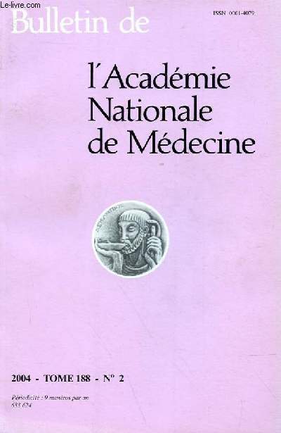 BULLETIN DE L'ACADEMIE NATIONALE DE MEDECINE TOME 188 - N 2