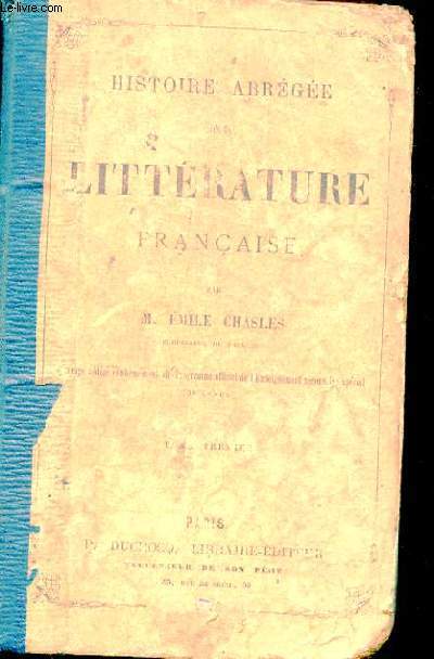 HISTOIRE ABREGEE DE LITTERATURE FRANCAISE TOME PREMIER