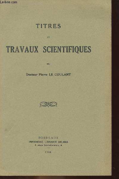 TITRES ET TRAVAUX SCIENTIFIQUES