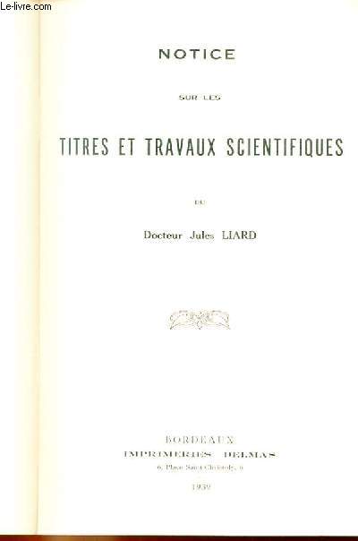 TITRES ET TRAVAUX SCIENTIFIQUES