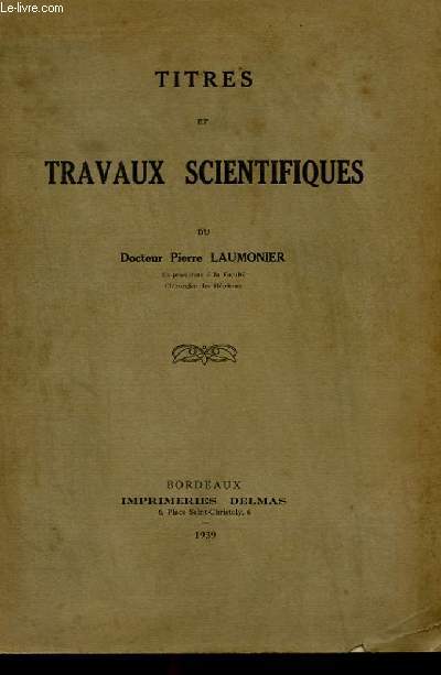 TITRES ET TRAVAUX SCIENTIFIQUES