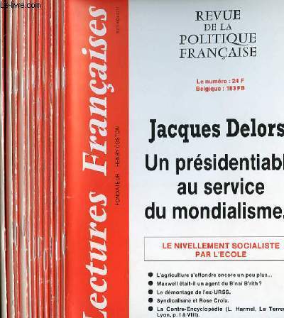 LECTURES FRANCAISES - REVUE DE LA POLITIQUE FRANCAISE DU NUMERO 417 AU NUMERO 428 - 36 ANNEE