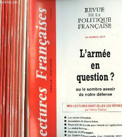 LECTURES FRANCAISES - REVUE DE LA POLITIQUE FRANCAISE DU NUMERO 441 AU NUMERO 452 - 38 ANNEE