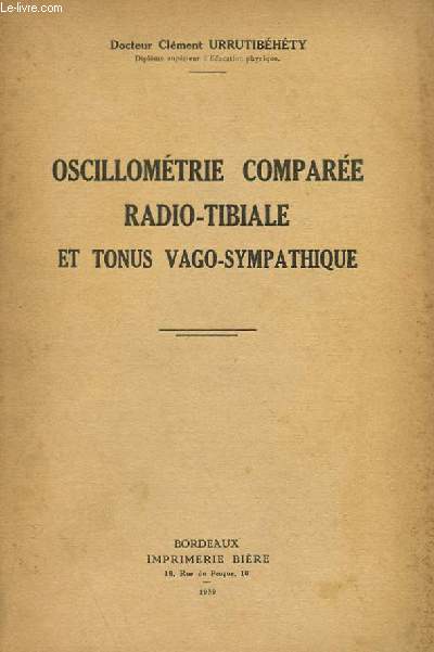 OSCILLOMETRE COMPAREE RADIO-TIBIALE ET TONUS VAGO-SYMPATHIQUE