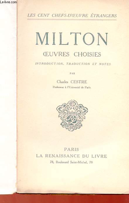 MILTON - OEUVRES CHOISIES