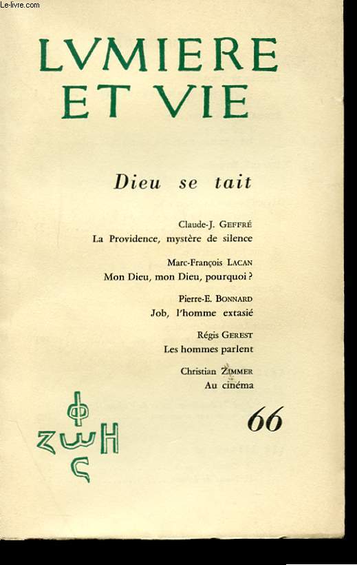 TOME XIII - N 66 - DIEU SE TAIT