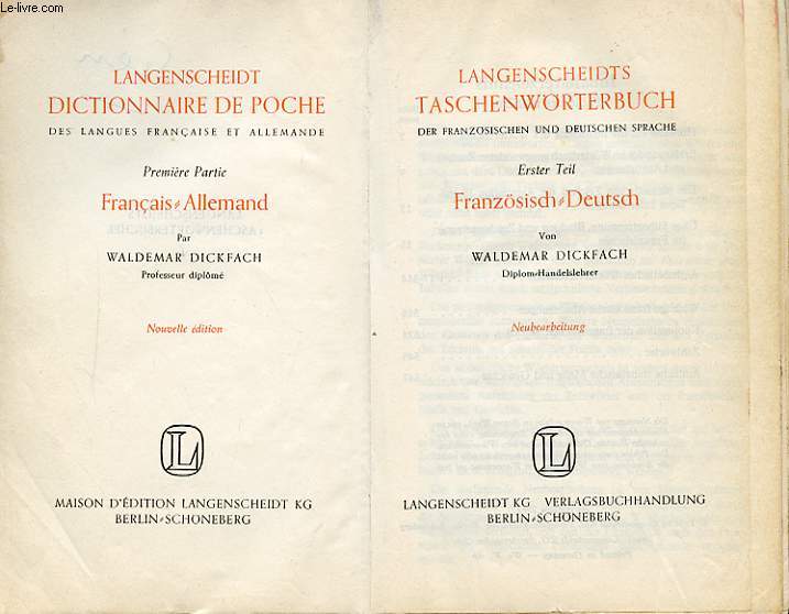 DICTIONNAIRE DE POCHE DES LANGUES FRANCAISE ET ALLEMANDE
