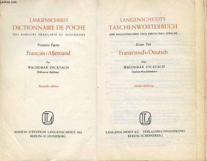 DICTIONNAIRE DE POCHE DES LANGUES FRANCAISE ET ALLEMANDE