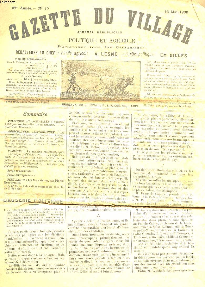 GAZETTE DU VILLAGE - 37e ANNEE - N 19