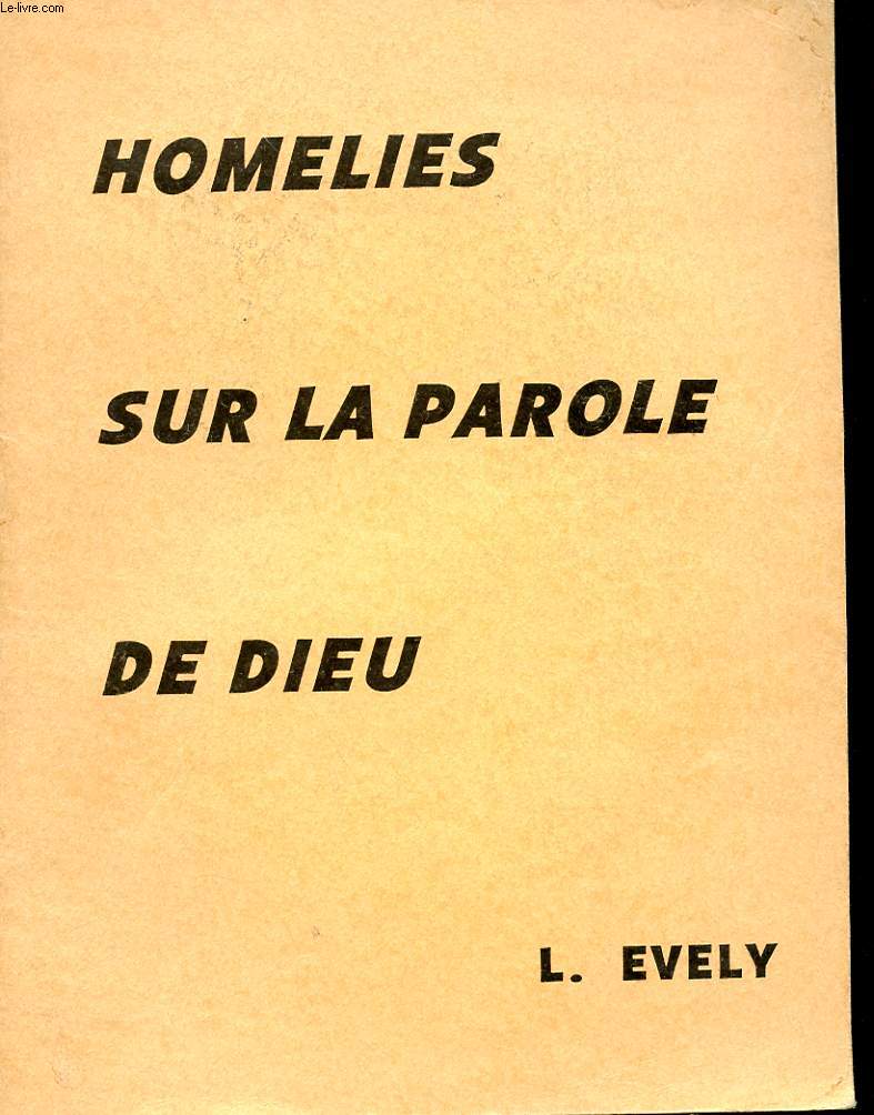 HOMELIES SUR LA PAROLE DE DIEU