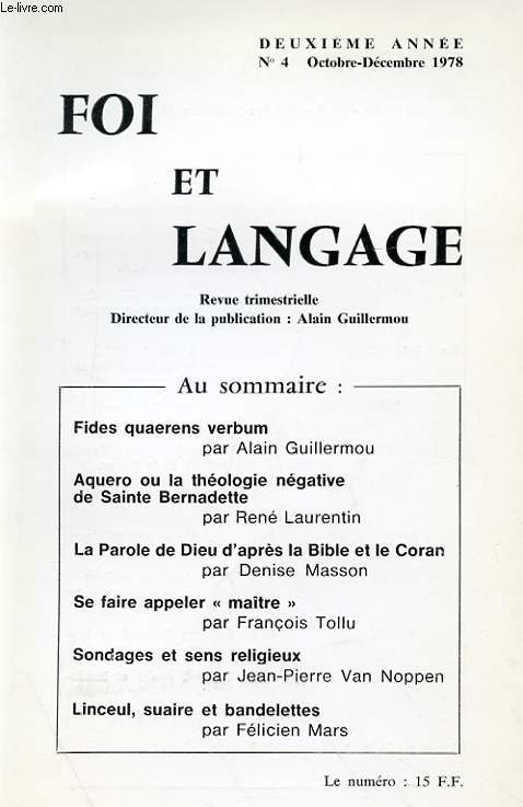 FOI ET LANGAGE N 4