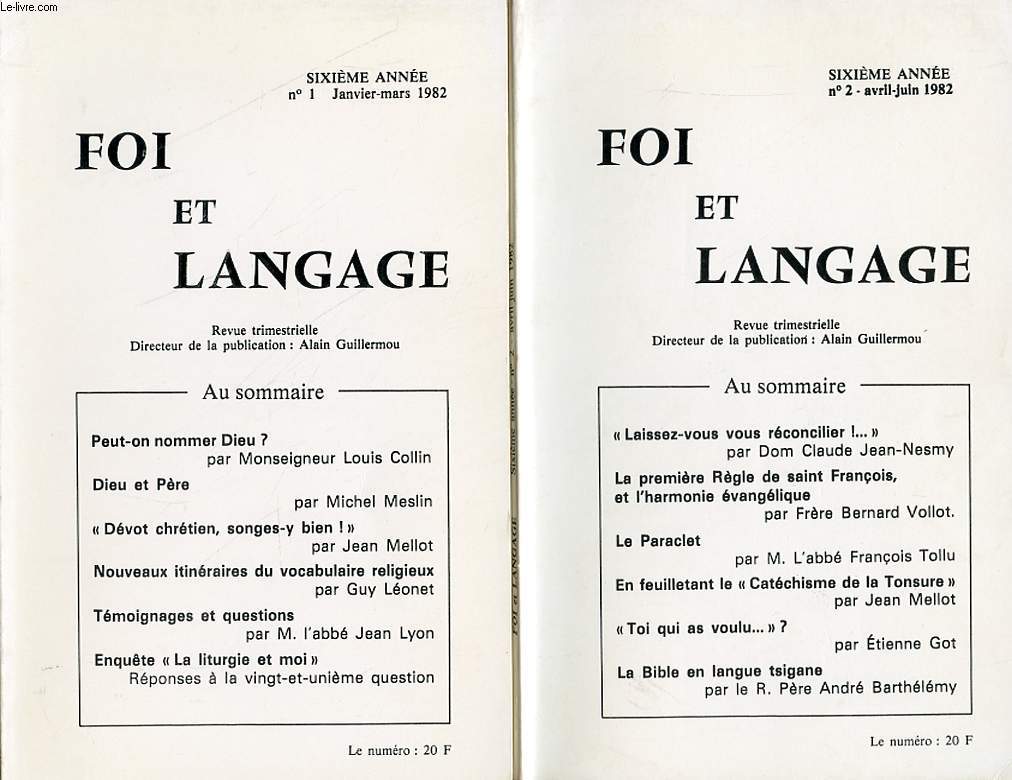 FOI ET LANGAGE N 1, 2, 3 & 4 - SIXIEME ANNEE