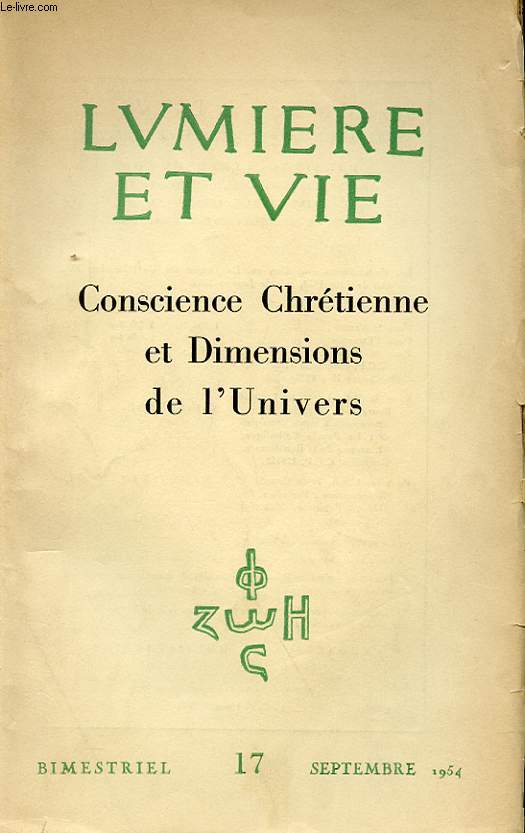 N 17 - CONSCIENCE CHRETIENNE ET DIMENSIONS DE L'UNIVERS