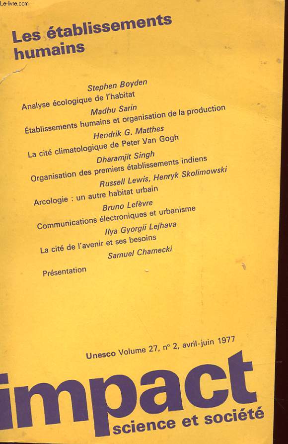 UNESCO, VOLUME 27 - IMPACT, SCIENCE ET SOCIETE N2