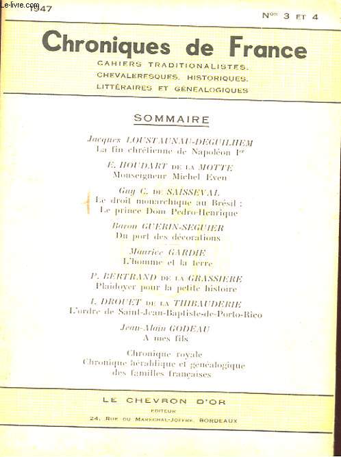 CHRONIQUES DE FRANCE - NUMEROS 3 ET 4