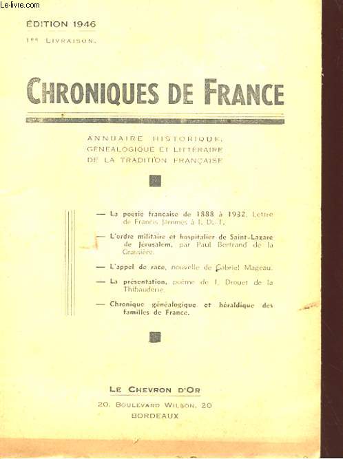 CHRONIQUES DE FRANCE - 1re LIVRAISON