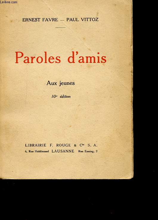 PAROLES D'AMIS - AUX JEUNES
