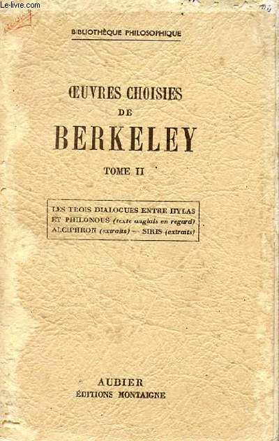 OEUVRES CHOISIES DE BERKLEY - TOME II.