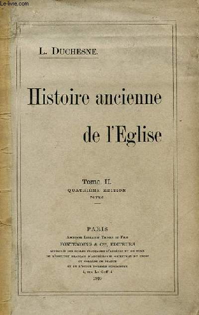 HISTOIRE ANCIENNE DE L'EGLISE TOME II