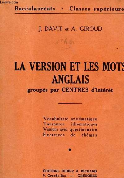 LA VERSION ET LES MOTS ANGLAIS GROUPES