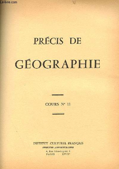 COURS N 11. PRECIS DE GEOGRAPHIE