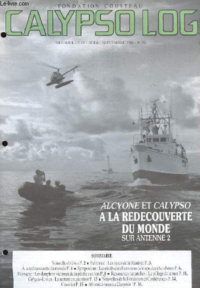 CALYPSO LOG N 72 - ALCYONE ET CALYPSO A LA REDECOUVERTE DU MONDE SUR ANTENNE 2