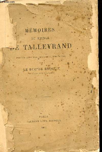 MEMOIRES DU PRINCE DE TALLEYRAND TOME 5