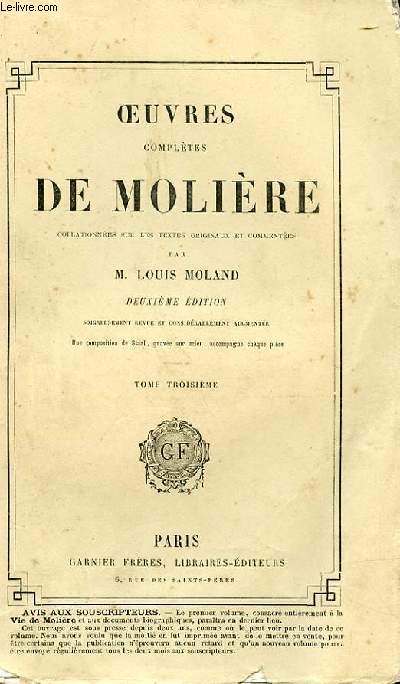 OEUVRES COMPLETES DE MOLIERE TOME 3