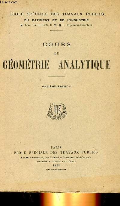 COURS DE GEOMETRIE ANALYTIQUE