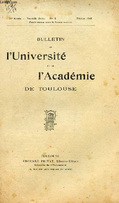 BULLETIN DE L'UNIVERSITE ET DE L'ACADEMIE DE TOULOUSE N4