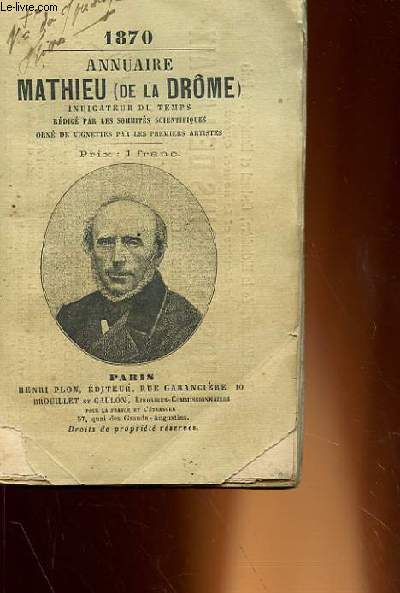 ANNUAIRE MATHIEU (DE LA DROME), INDICATEUR DU TEMPS