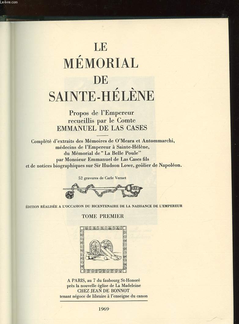 LE MEMORIAL DE SAINTE-HELENE. TOME PREMIER