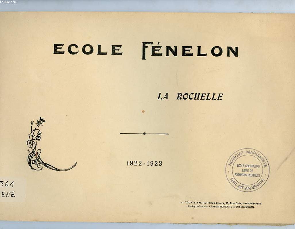 ECOLE FENELON. LA ROCHELLE. 1922-1923